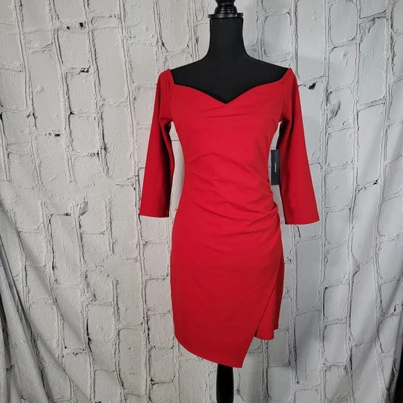 Lulus Dresses & Skirts - LULUS Dress Womens Medium Baby Be Mine Red Off Shoulder Bodycon Mini Cocktail